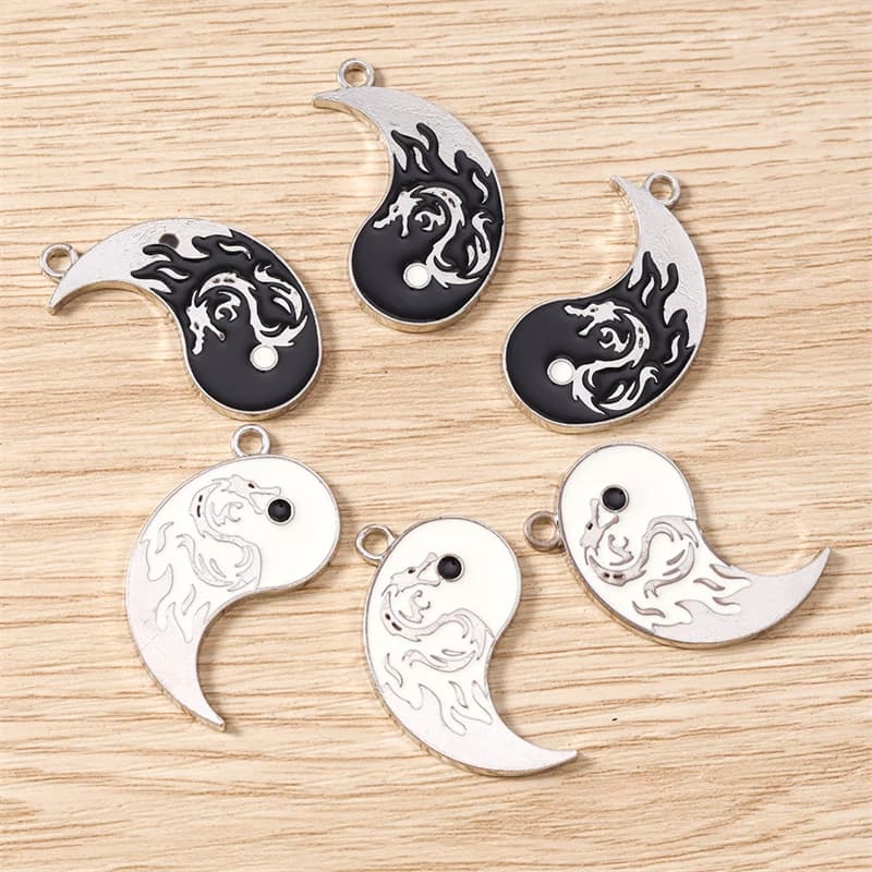 10pcs Cute Enamel Tai Chi Yin Yang Charms Pendants for Necklaces Earrings Bracelet DIY Handmade Craft Jewelry Making Accessories