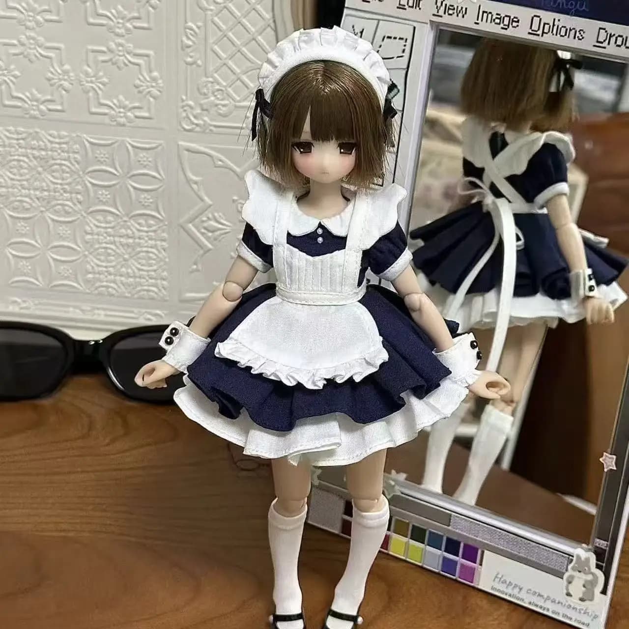1/6 Doll's Clothes Suit for Blyth Ob24 Azone Doll Girl Toys Dress+Headwear+Socks Dress Up Play House Doll Accessories, No Doll