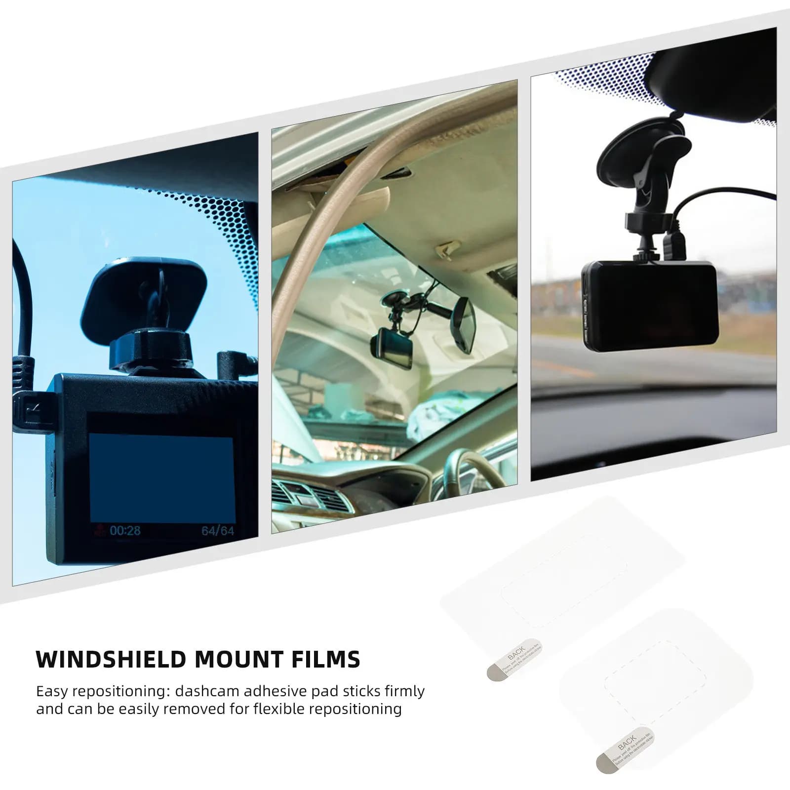 8Pcs Static Dashcam Windshield Sticker Film Pet Electrostatic Mount Adhesive for Dash Camera Clear Recording Scratch Prevention