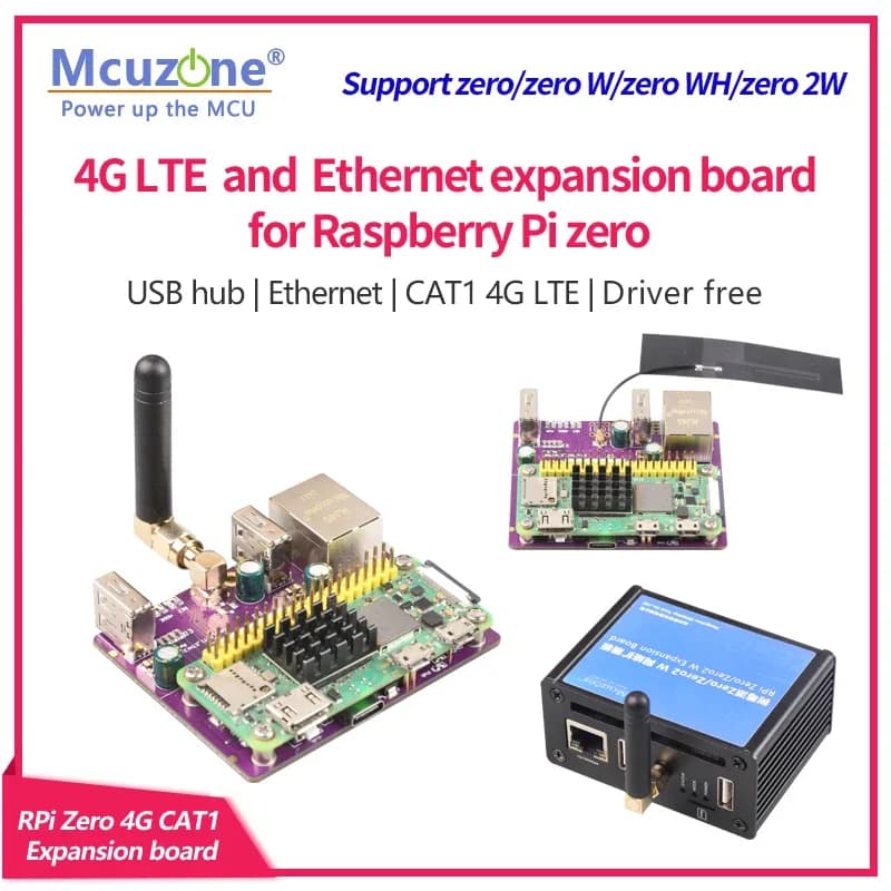 Scheda di espansione Ethernet RPi0_CAT1/EU 4G LTE e 100Mbps per Raspberry Pi zero, zero WH, zero 2W, HUB USB, senza driver