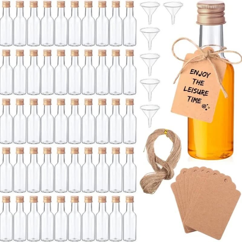 10/30/50/100 pezzi mini bottiglia di vino in plastica vestito 1.7 oz bottiglia di succo trasparente portatile bottiglia di cereali bottiglia decorativa per festa di Natale