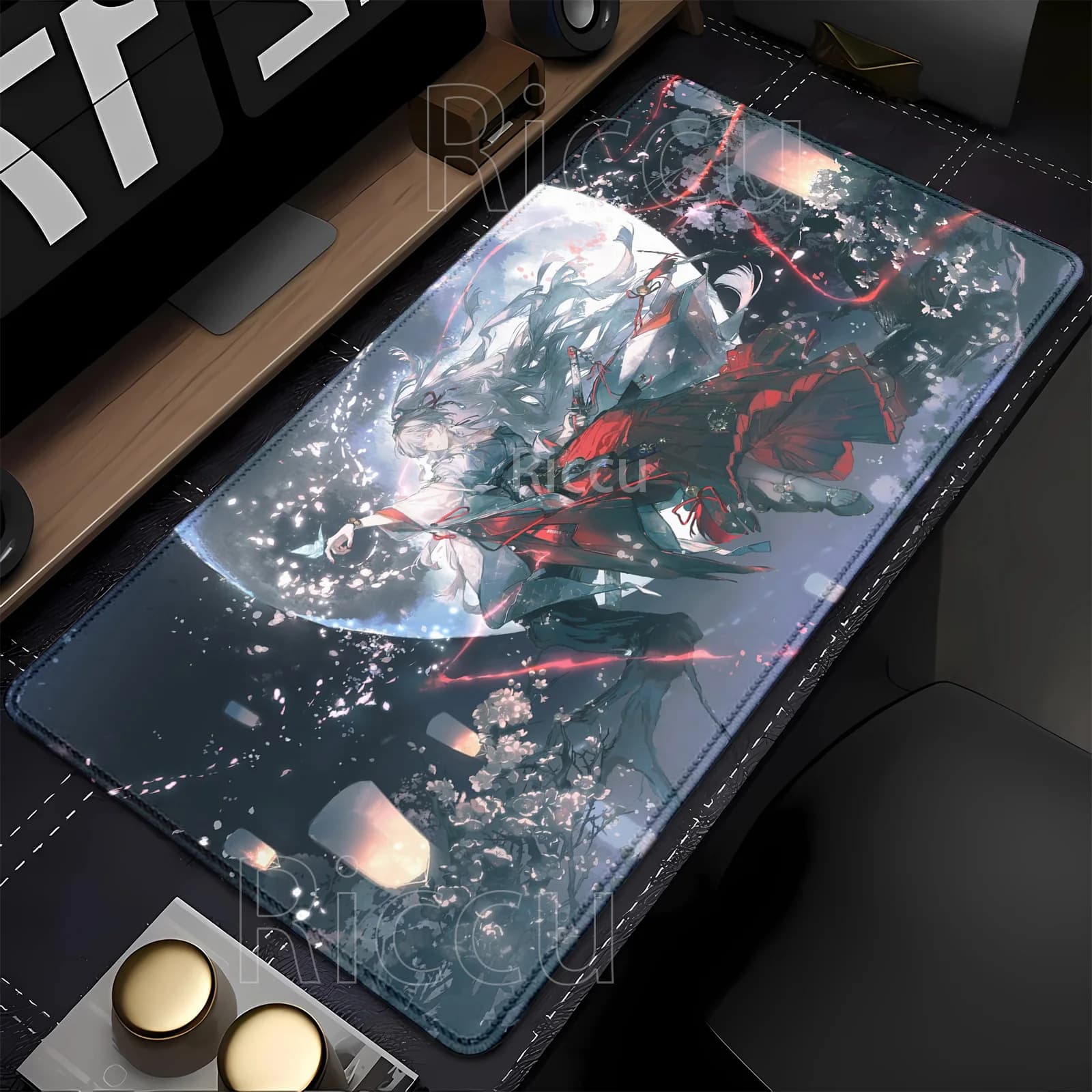 Tappetino per mouse da gioco Anime Girl Hiyuki Wuthering Waves, tappetino per mouse per computer, tappetino per tastiera, tappetino per mouse in gomma antiscivolo con stampa HD, tappetino da scrivania XXL