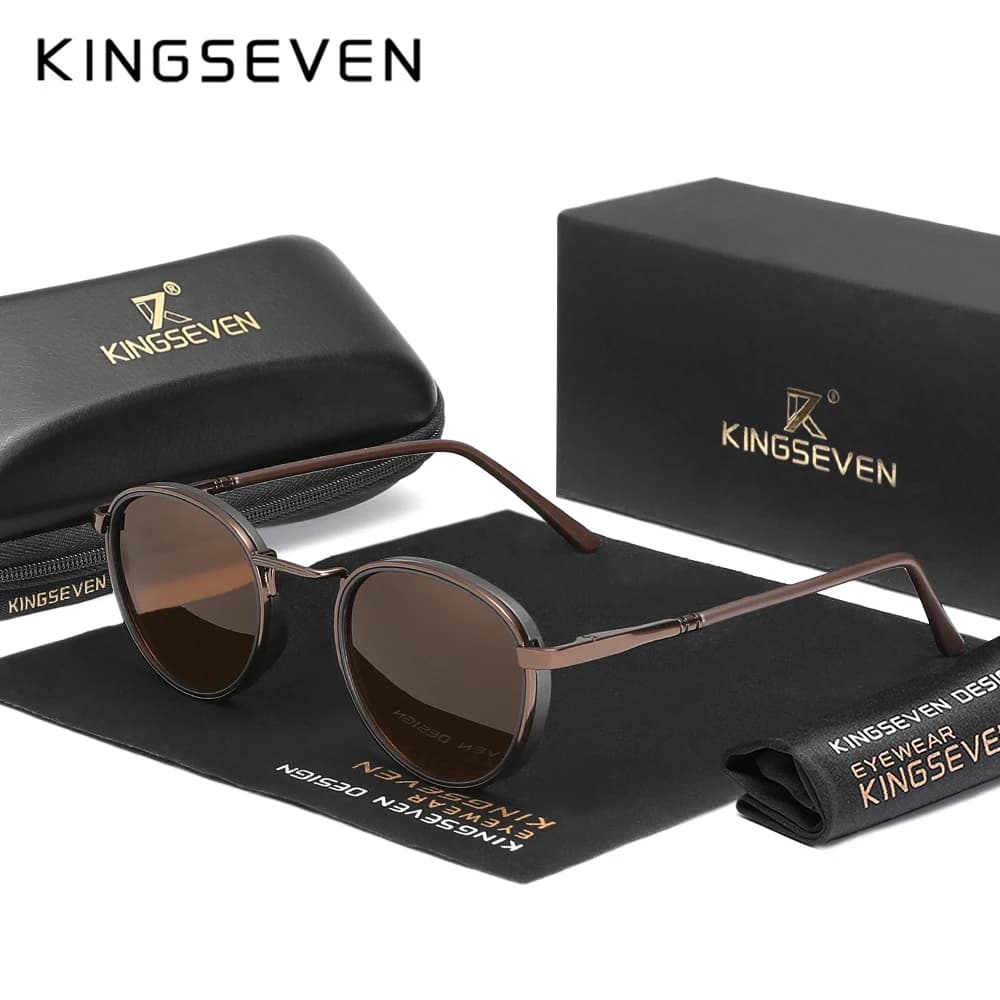 KINGSEVEN Occhiali da sole polarizzati con montatura rotonda per uomo donna Protezione UV400 Accessori per occhiali Oculos