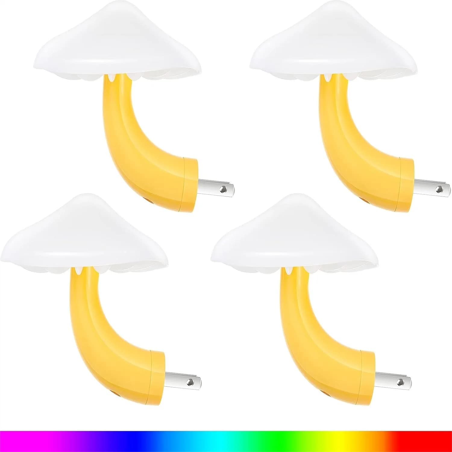 Set di 4 Lampade Notturne a Forma di Fungo LED, Luce Magica a 7 Colori per Camera da Letto, Cameretta, Corridoio