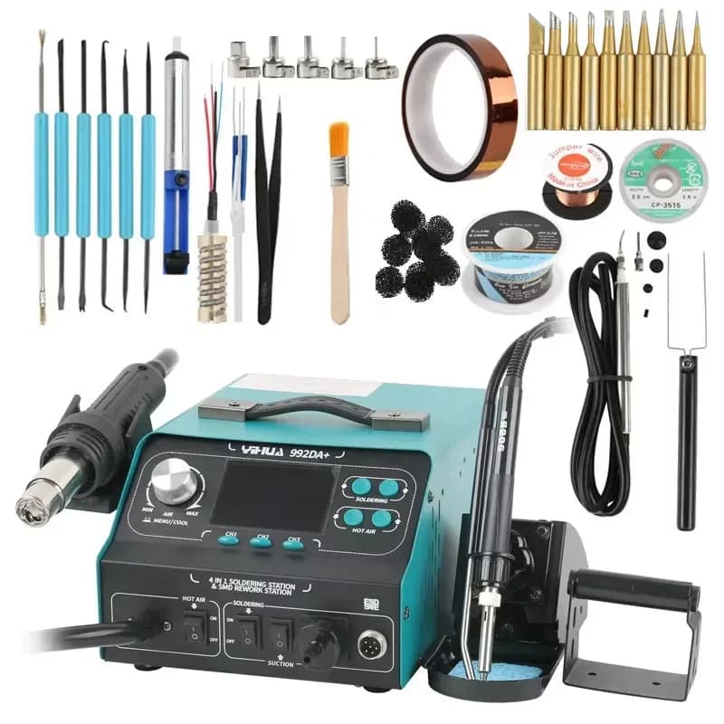 YIHUA 992DA+ 4 In 1 LCD Digital Hot Air Gun Soldering Station + Smoking Electric Soldering Iron BGA Rework Station+ Vacuum Pen