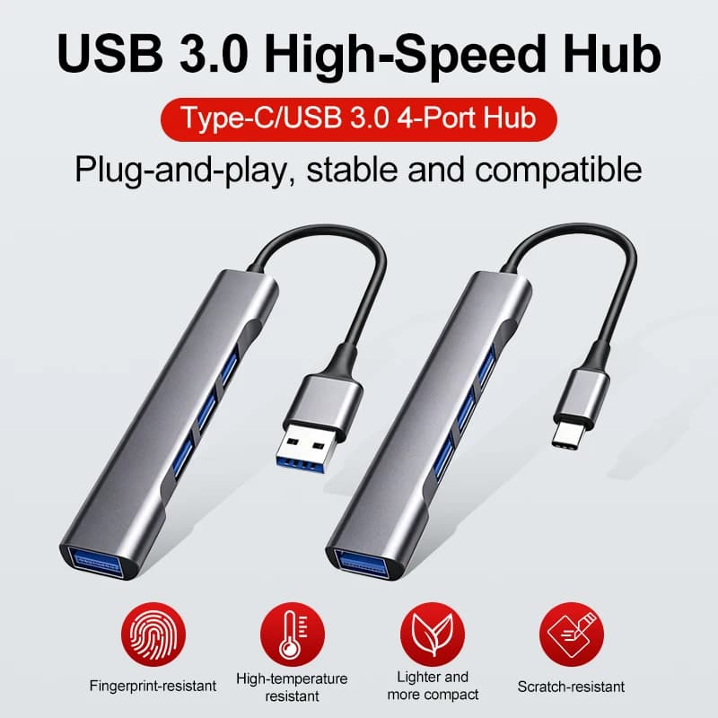 Type-C USB 3.0 Multifunctional Docking Station With Three Ports Aluminum Alloy High-Speed Splitter Hub for Laptops And Tablets