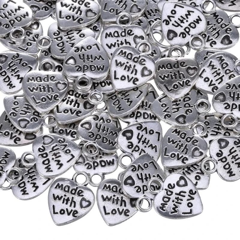 60 pezzi ciondoli a forma cuore realizzati con amori, accessori per collane, risultati gioielli artigianali fai-da-te