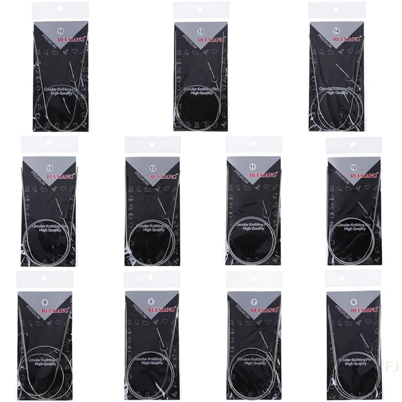 [YU] Set da 11 pezzi di ferri da maglia circolari in acciaio inossidabile da 43/65/80 cm, misura 6-16