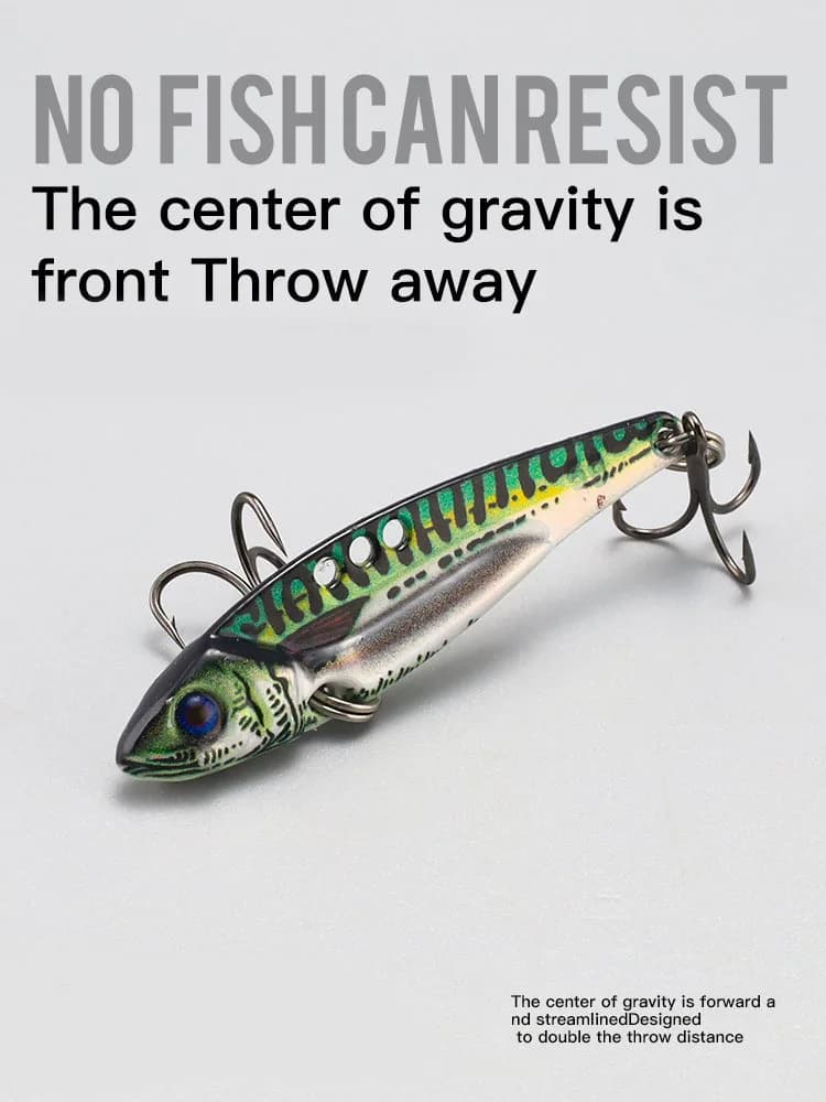 Mare. Yolo 3D Stampa Metallo VIB Hard Bait Lure Bait Long-range Vibration Treble Hook Falso Bait Biomimetic Bait Strumenti di Pesca