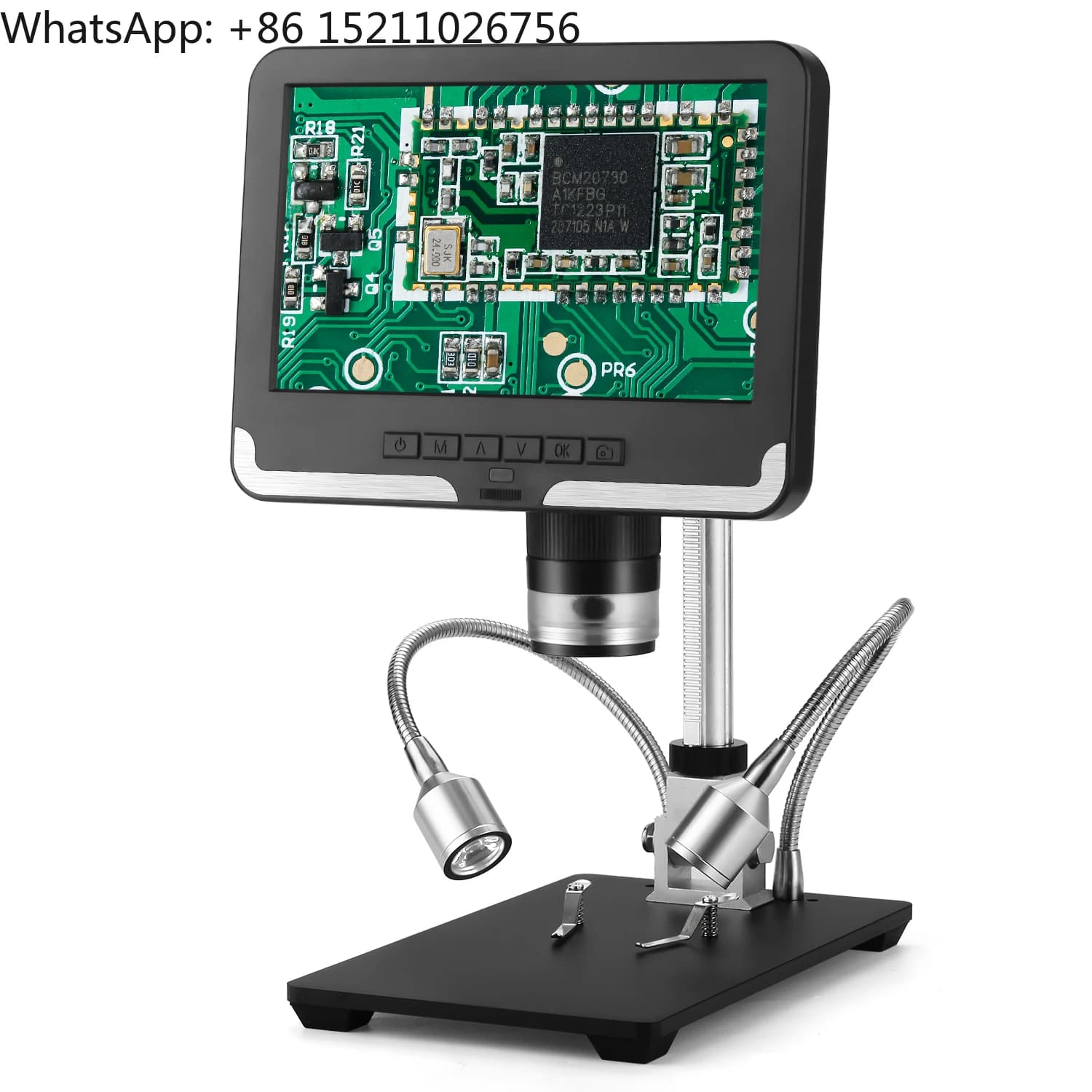 AD206 Supporto da 2 MP Immagine Inversione Display da 7 pollici regolabile 8 LED Base rotante per microscopio digitale 200X