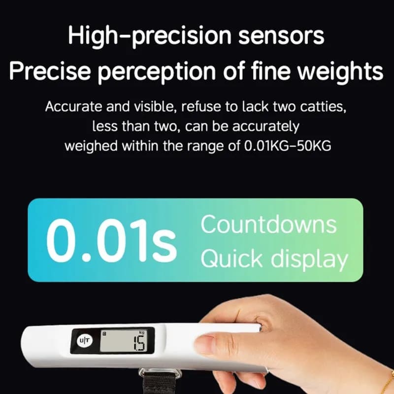 fitfit 50kg Press-to-Power Handheld Luggage Scale - Compact & Accurate for Home and Travel