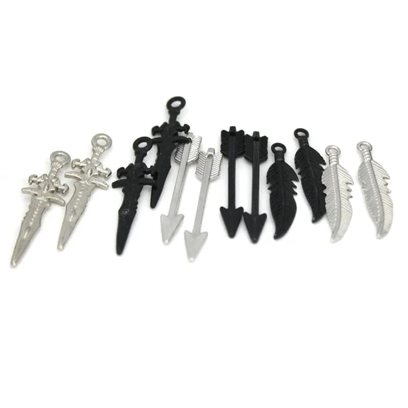 20 pezzi di ciondoli in acciaio inossidabile cavaliere spada coltello pistola armi ciondolo per artigianato fai da te collana orecchini creazione di gioielli accessori