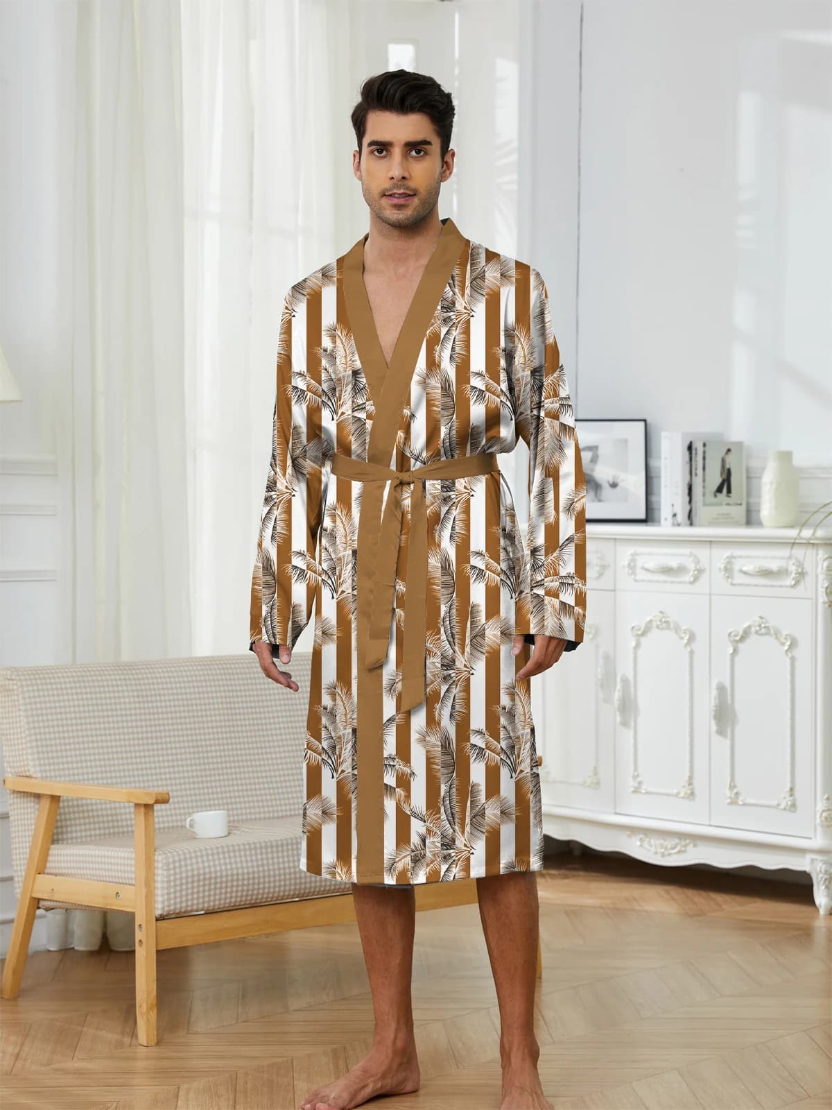 Long spring man watch 2025 with digital print, a must for leisure and entertainment to sleep Autumn vigil Fun pyjamas