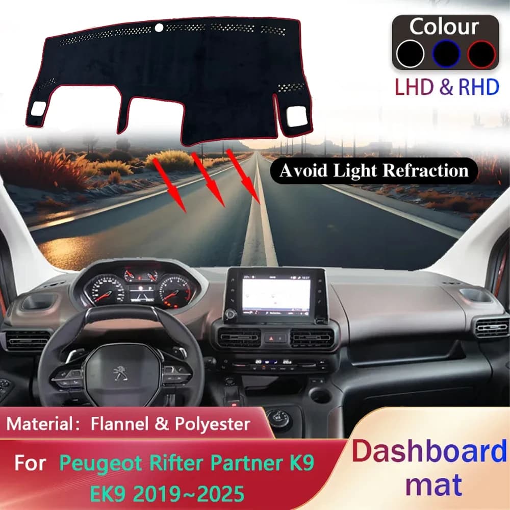 Cruscotto auto Pad per Peugeot Rifter Partner K9 EK9 2019 ~ 2025 Liner Tappetino antiscivolo Parasole Pad Dash Zerbino Tappeto Copertura Accessori