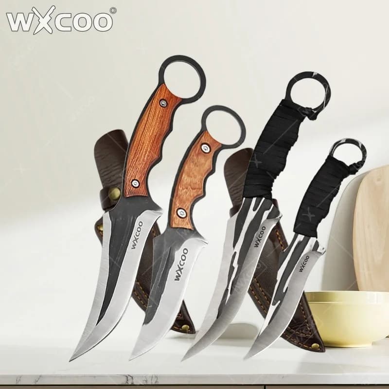 Stainless Steel ONT Butcher Knife to Cut Fruit and Vegetable Knife to Bone Multi-functional Folding Kitchen Knife with Sheath