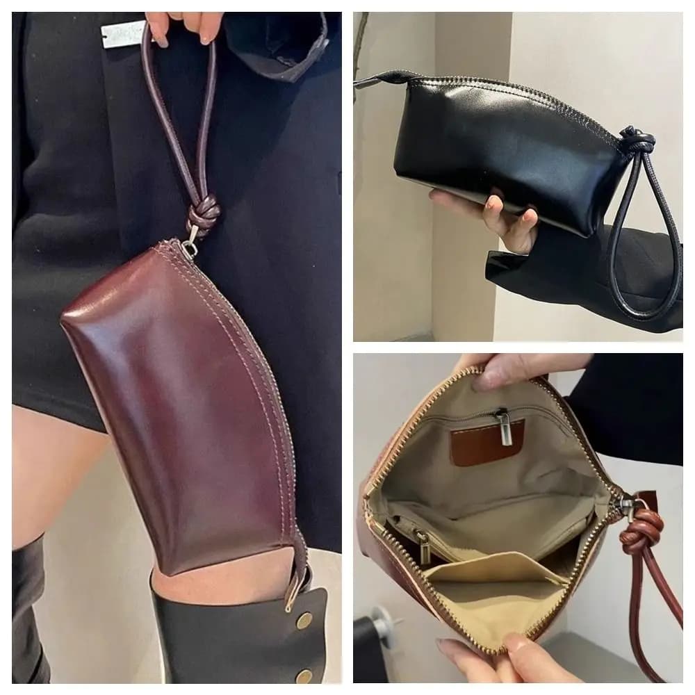 Versatile Portable Women Wallet with Lanyard Large Capacity Cards Bag Retro Purse PU Handheld Bag Work