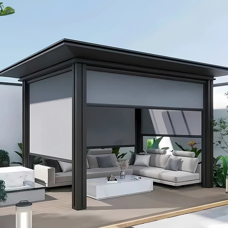 Tenda parasole con telecomando elettrico per terreni in villa Sistema di ombreggiatura per tende da esterno con binario in lega di alluminio per patio 3X3