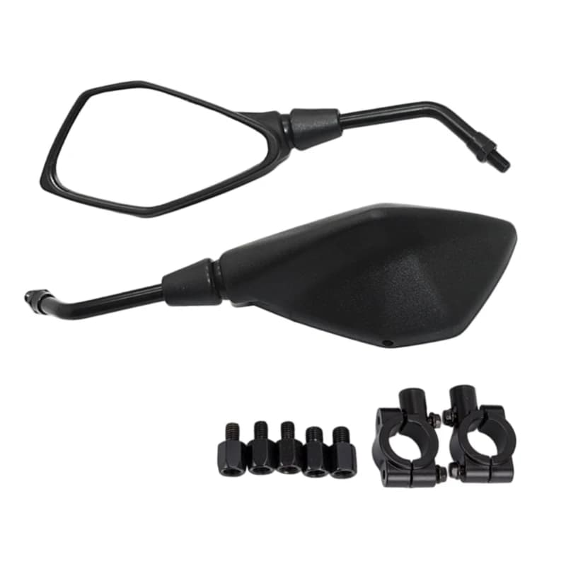Black Side Mirror Set for Motorcycle Replacement, 8mm and 10mm Mounting Bolts, Mirror Pair with Adapters for Trail Travel X37F