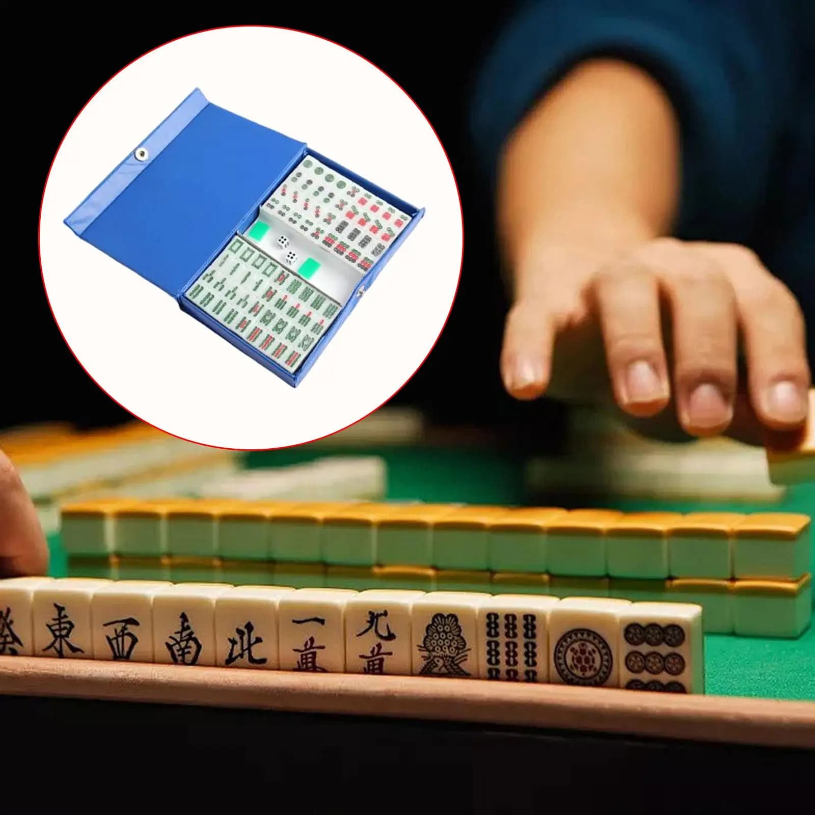 Mini Mahjong portatile Set Accessori per l'intrattenimento al coperto con custodia per il trasporto