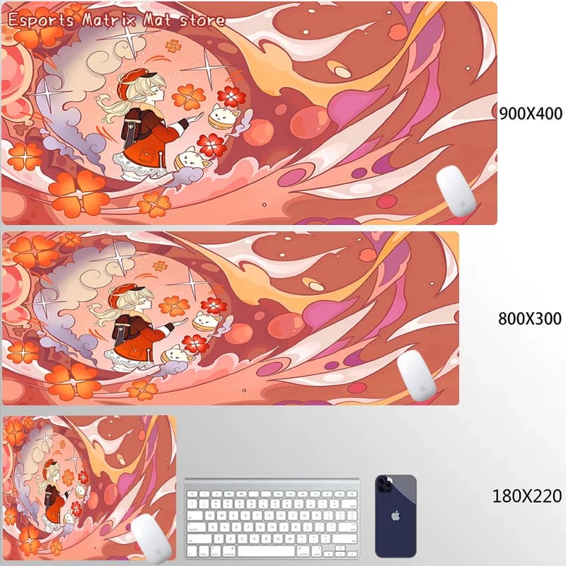 Tappetino per mouse Genshin Impact con personaggi anime, antiscivolo, impermeabile, 2 misure, per accessori per giocatori di computer