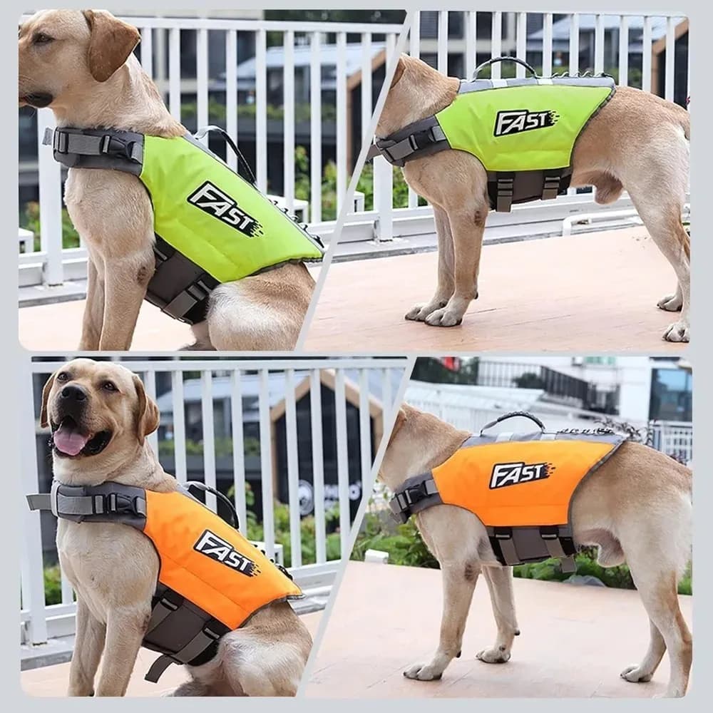Giubbotto di salvataggio regolabile per animali domestici, riflettente, super galleggiante, costume da bagno per cuccioli, in poliestere, per cani di taglia media e grande