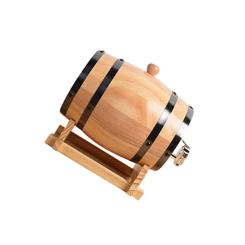 Secchio in Legno a Forma di Botte per Vino Rosso, con Superficie Liscia in Acciaio Inossidabile, Secchio Rustico da Bancone per Conservazione Vino e Birra