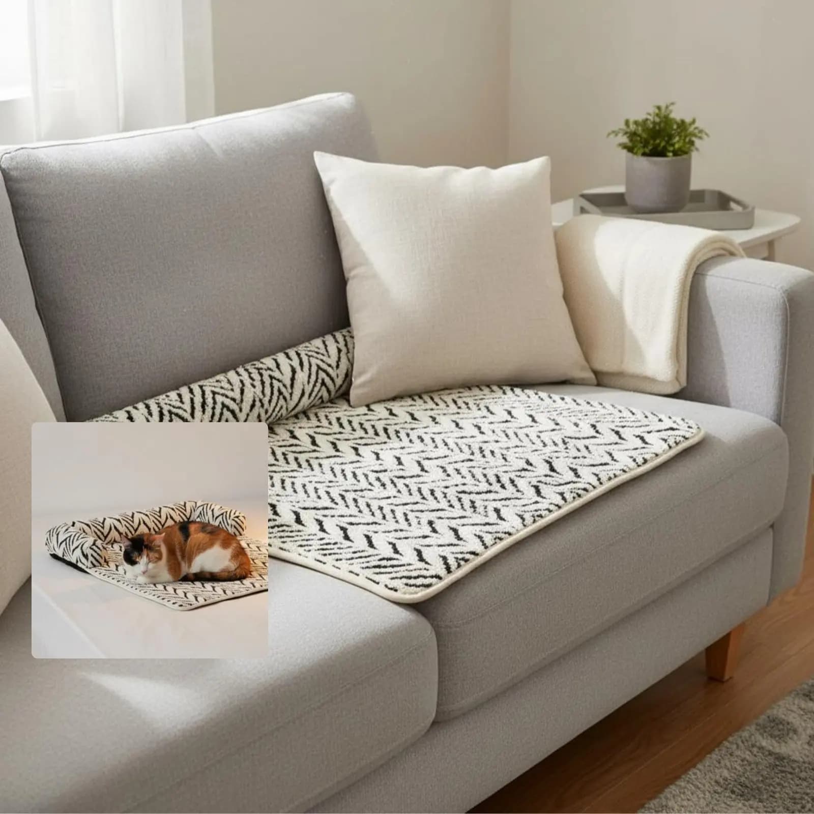 Divano Letto Antiscivolo per Cani con Imbottitura Spessa, Tappetino Lussuoso per Animali Domestici con Bordo Imbottito, Copertura per Mobili per Animali Domestici, Assorbente per Gatti