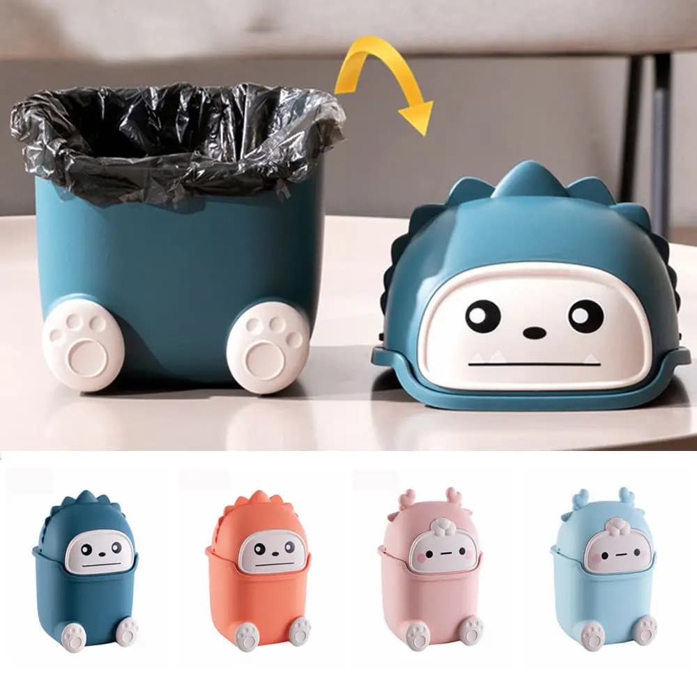 Mini cestino per rifiuti con coperchio ribaltabile, a prova di perdite, per auto, scrivania, camera da letto, multiuso, cestino per rifiuti portatile, design salvaspazio