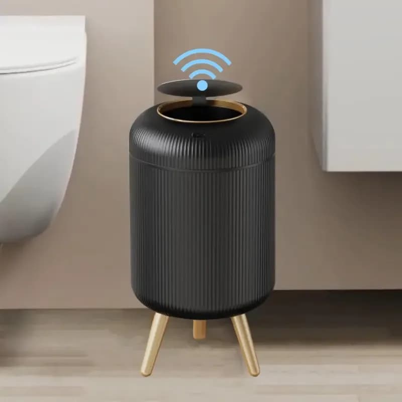 Motion Sensor Trash Can with Lid, 3 Gallon / 11 L Automatic Bathroom Trash Can, Touchless Trash Bin, Plastic Garbage Can with Removable for Bathroom, Bedroom, Kitchen, Office, Black