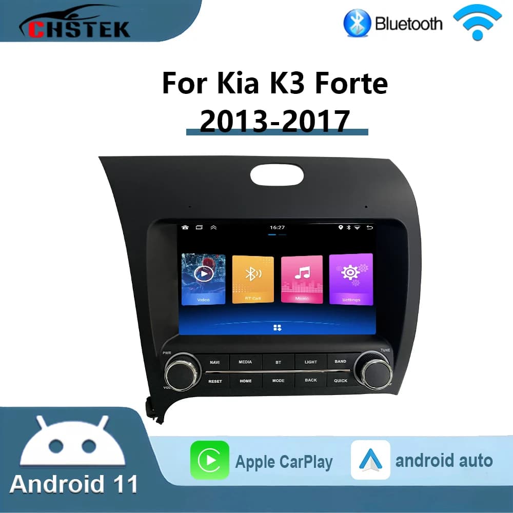 CHSTEK Autoradio CarPlay Android 11 per Kia Cerato Forte 3 K3 YD 2013-2018 LHD Lettore di Navigazione Multimediale Bluetooth Stereo GPS