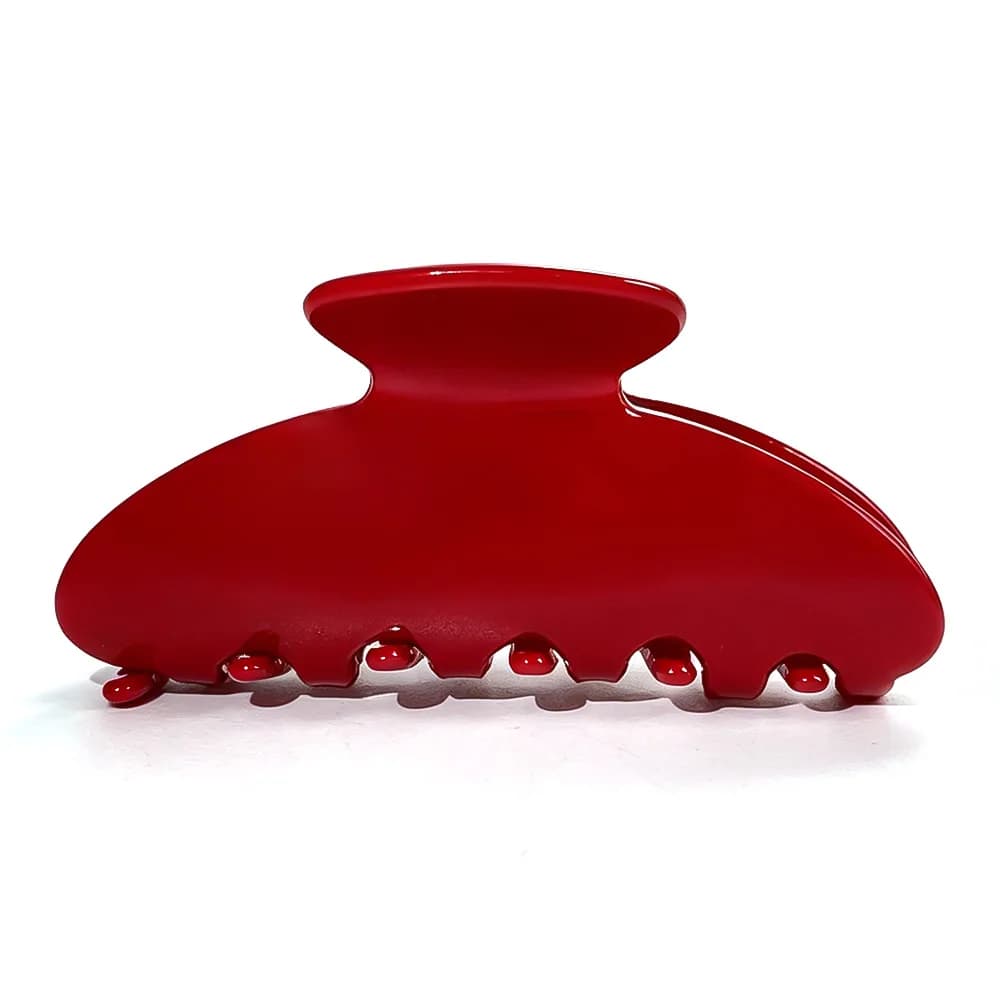 1pc Medium-sized, solid red hair clip, festive women's hair accessory, sturdy and durable, suitable for parties and weddings.