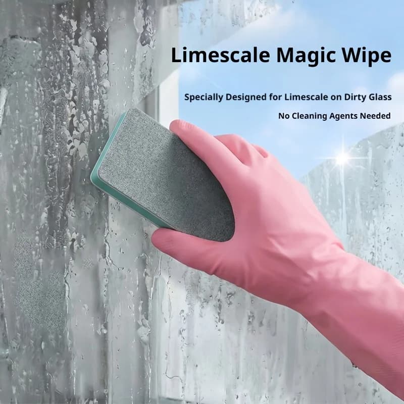 6-Piece Glass Limescale Magic Scrubber Cleaning Brush Set for Home Bathroom Mirrors, Shower Enclosures, and Tiles