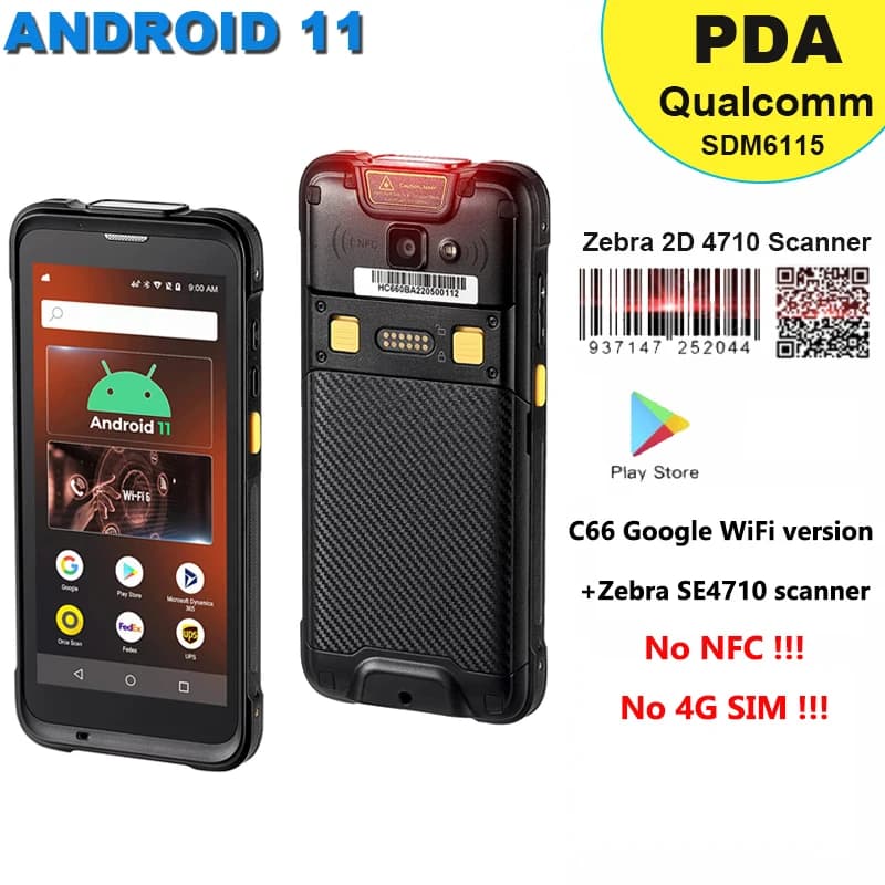 Dispositivo PDA WiFi robusto C66 con scanner di codici a barre Wi-Fi Funziona perfettamente nel negozio Google Play, solo senza scheda SIM, senza NFC