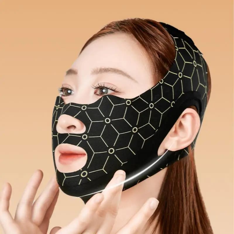 Benda Modellante Viso e Guance Effetto V, Maschera Lifting Anti-Rughe, Fascia Contenitiva per Viso, Maschera Notturna Bellezza e Salute