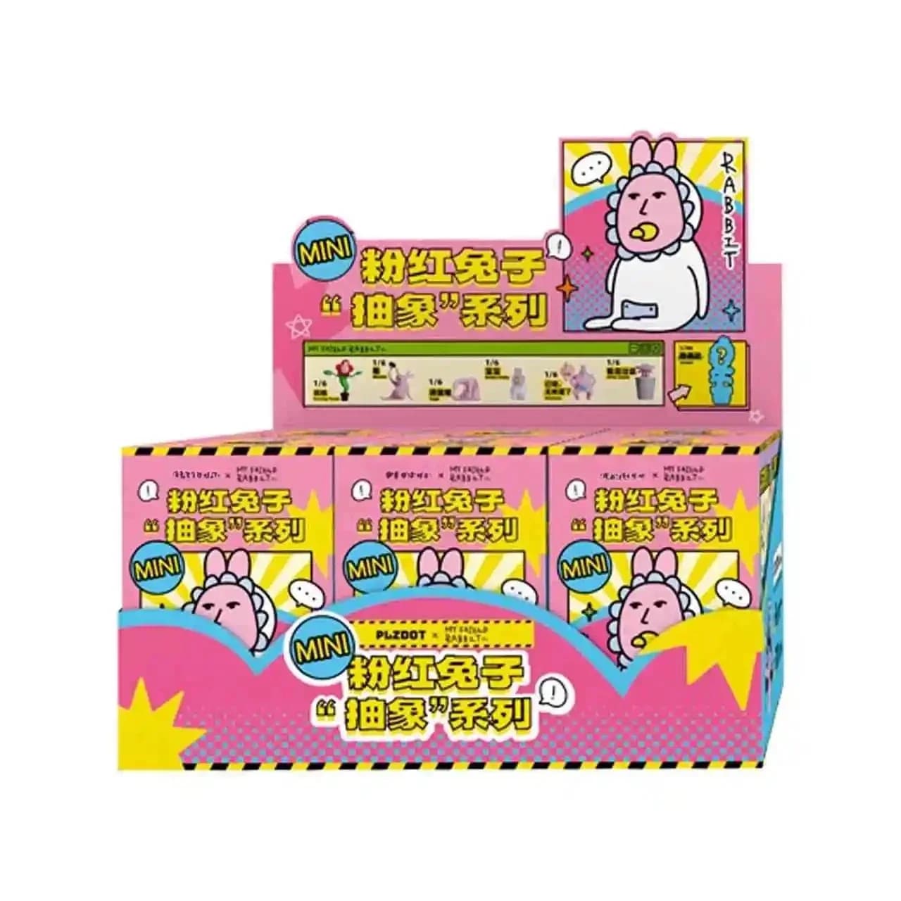 Scatola cieca di coniglio rosa caldo, serie astratta stravagante, scatola misteriosa, giocattoli, simpatici action figure di moda, decorazioni per cartoni animati, regalo a sorpresa