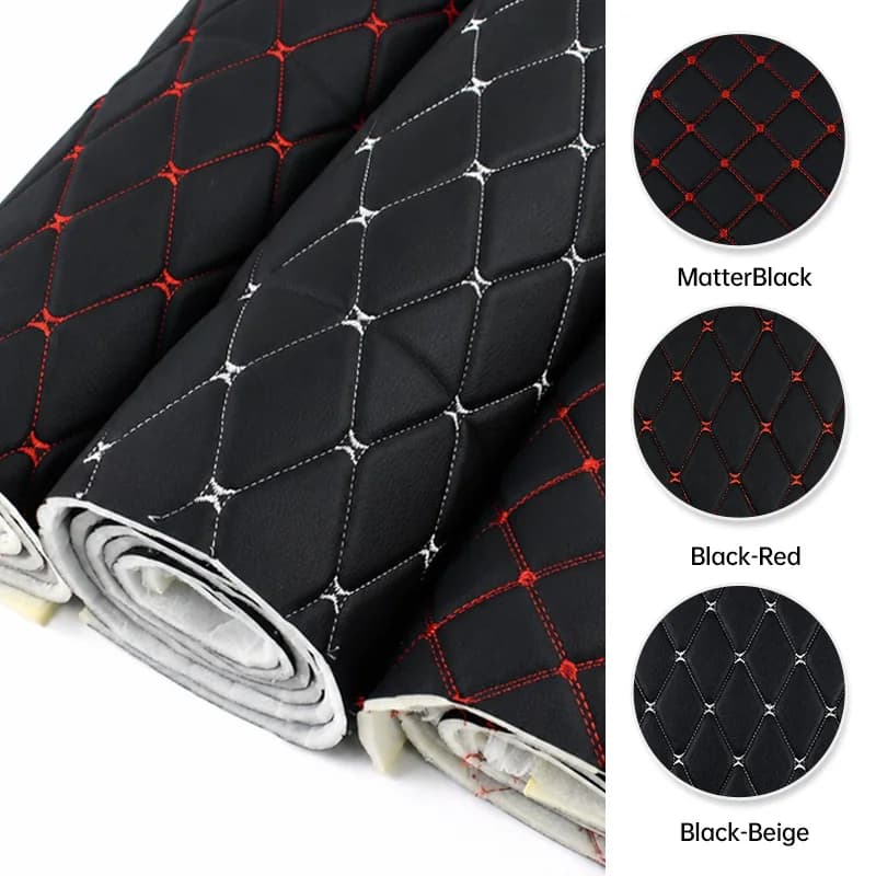 45/90*160cm Black Sponge Interlayer Leather Fabrics Car Interior Floor Mat Decoration Embroidered Fabric Feature Wall PVC Cloth