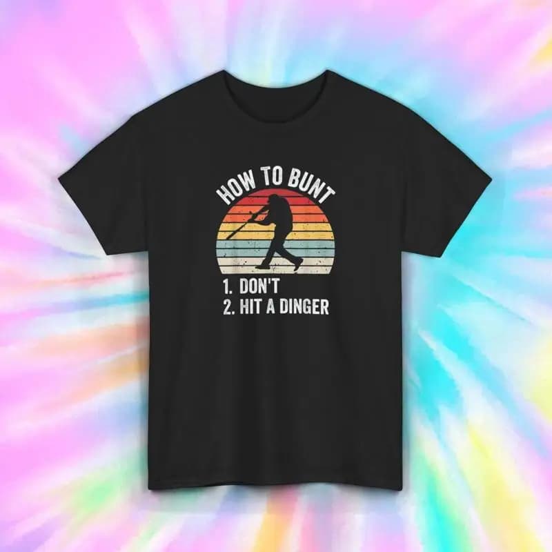 Come Bunt Don't Hit a Dinger Divertente giocatore di baseball Retro T Shirt da uomo S 5XL