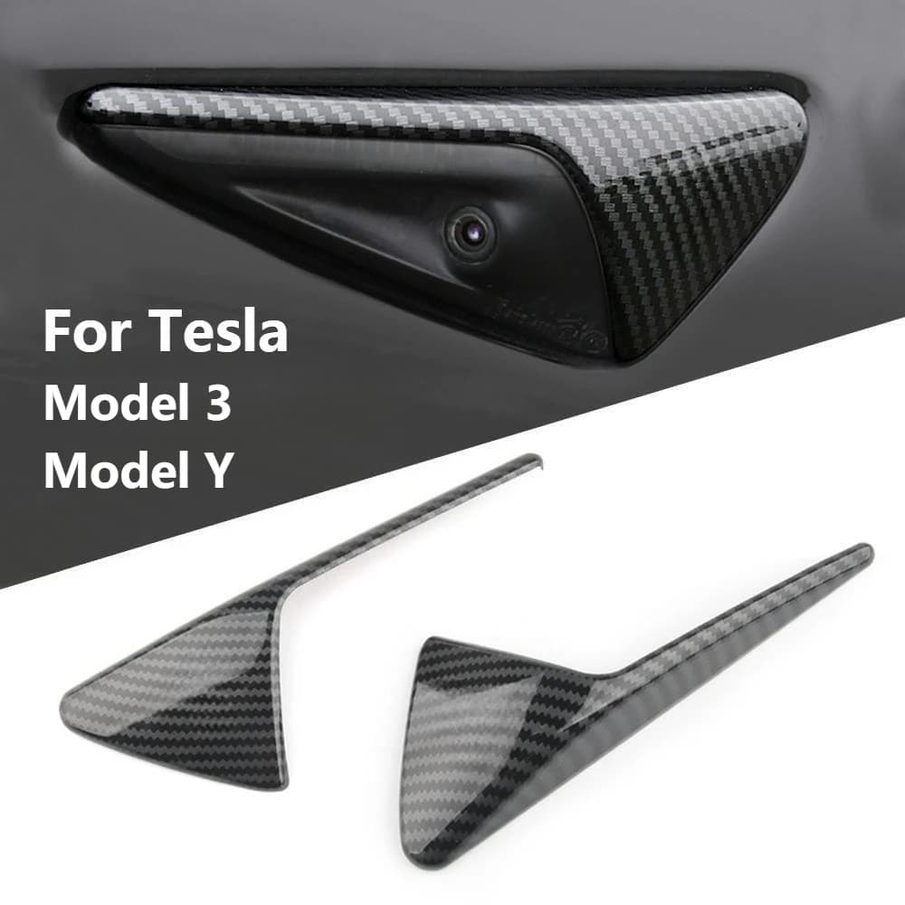 Adatto per Tesla Model 3 Model Y, 1 Paio di Coperture Protettive per Telecamere Laterali Auto, Copertura Protettiva in Fibra di Carbonio ABS, Copertura per Indicatori di Direzione
