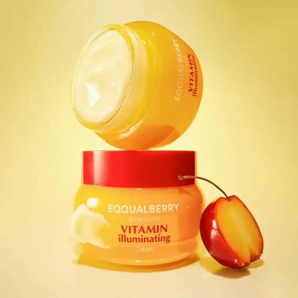 EQQUALBERRY Cherry Vitamin C Brightening Serum Cream For Antioxidant Even Complexion Improve Skin Dullness Moisturizing & Repair