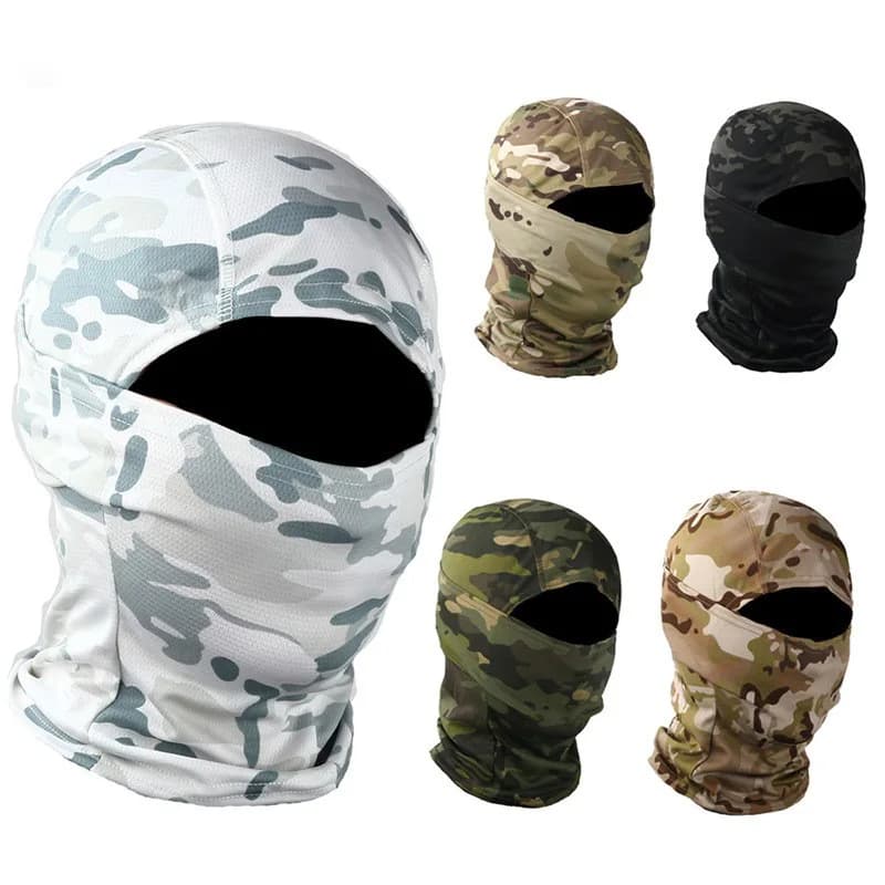 Passamontagna da Uomo per Ciclismo, Maschera Integrale Traspirante, Sciarpa Multifunzionale Mimetica per Caccia all'Aperto, Nero