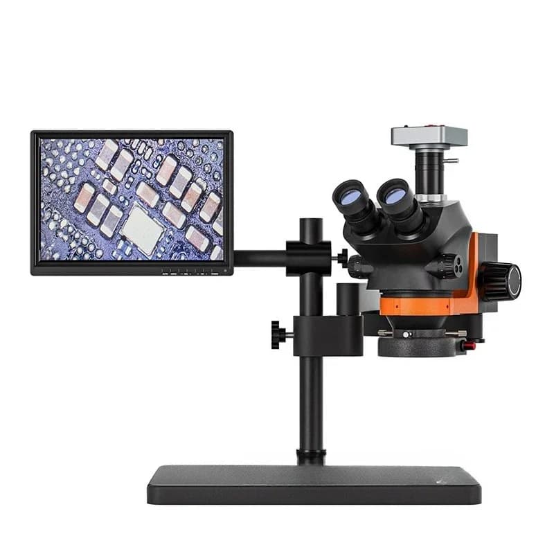 Microscopio elettronico trinoculare ad alta definizione portatile mobile ottico continuo regolabile fotocamera a 360 gradi