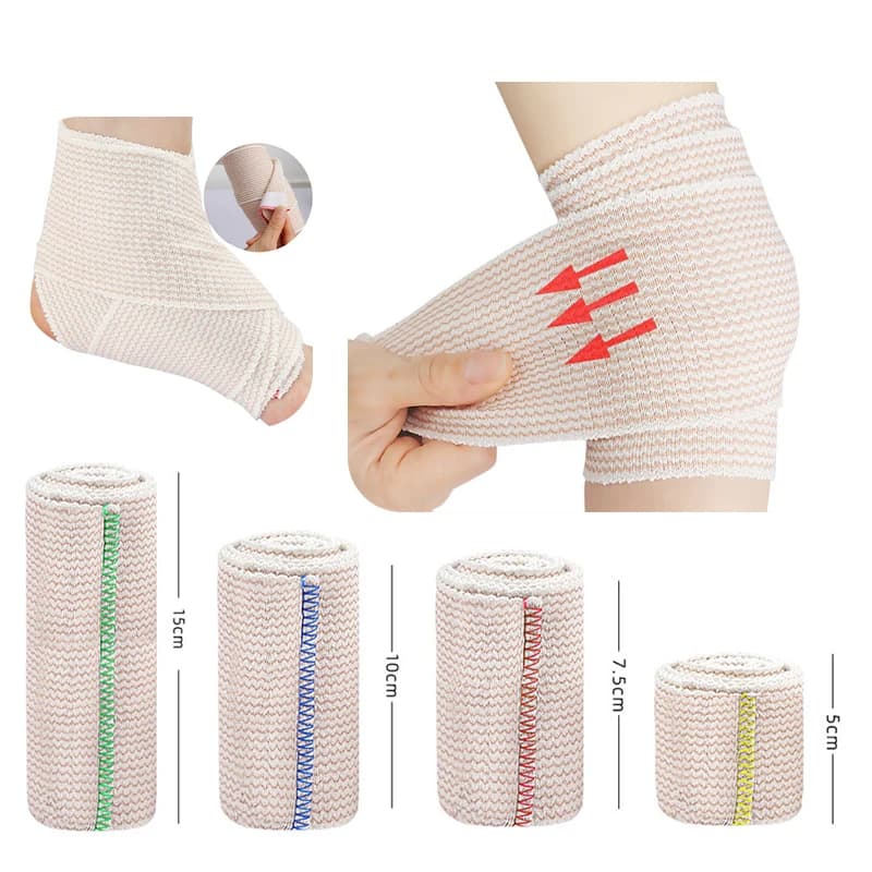 Confezione da 2 bende elastiche, bendaggio a compressione per gambe, caviglie, ginocchia, pancia, corpo, fasce per linfedema per gambe, senza lattice