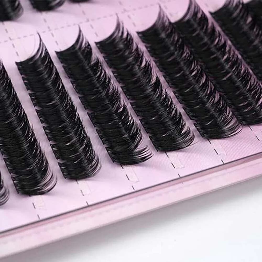 Ciglia Finte Fai-da-te a Ciuffetti Singoli, Ciglia Voluminose e Spesse per Palcoscenico, Ciuffetti di Ciglia Segmentate, Extension Ciglia a Ciuffetti