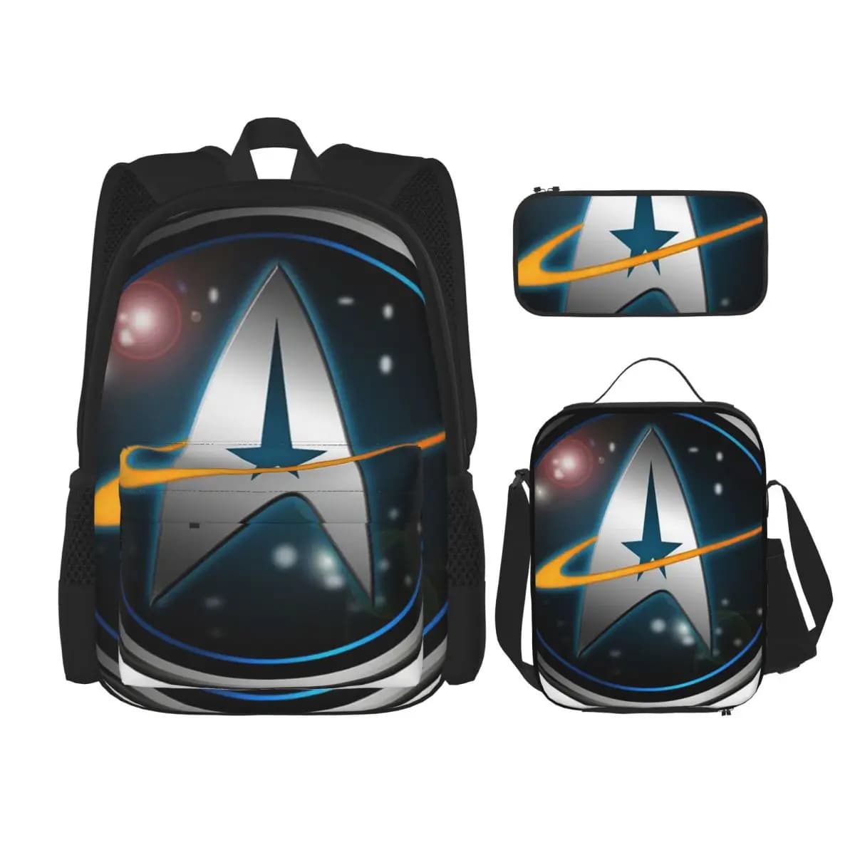 Set di Tre Pezzi Star Trek: Zaino, Borsa per il Pranzo e Astuccio per Studenti, Serie TV di Fantascienza