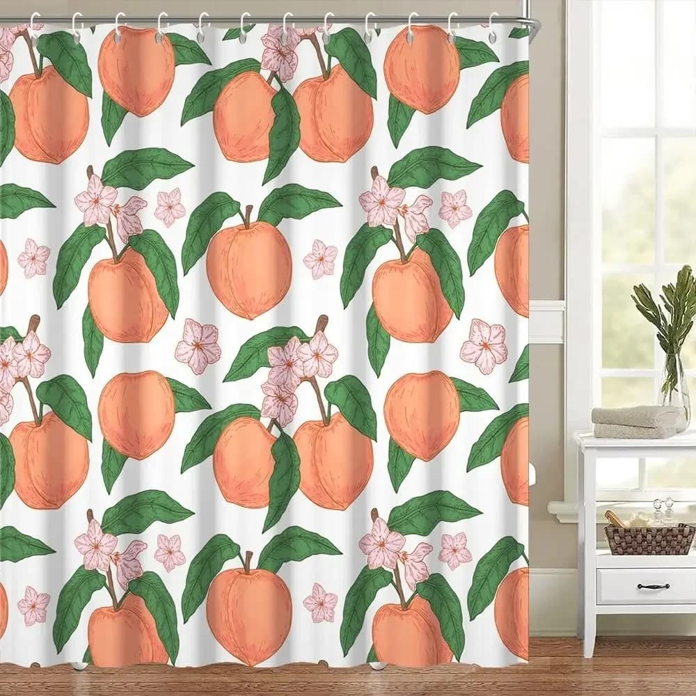 Fruit Printed Showers Curtain Peach Lemon Strawberry Papaya Orange Print Waterproof Fabric Shower Curtain Bathroom Decoration