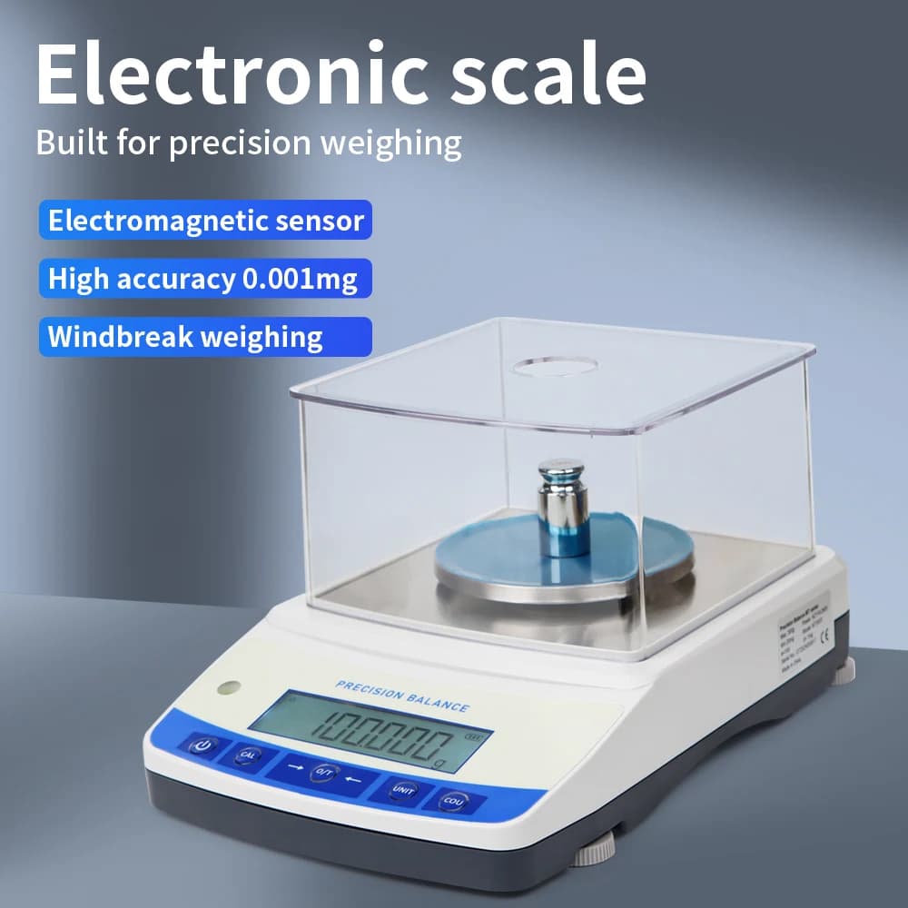 500G 0.001G Lab Bilancia analitica Bilancia elettronica ad alta precisione Spina UE Cucina Gioielli Bagagli Bilance