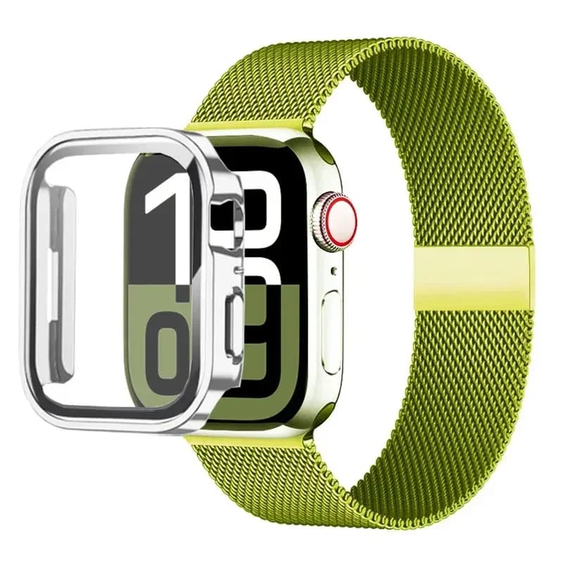 Cinturino Milanese in Stile Bracciale con Stampa Leopardata Oro e Argento 45MM Serie 7 8 9 Adatto per Apple Watch