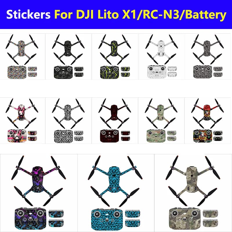 Adesivi in PVC per Drone DJI LITO X1, Pellicola Protettiva per Batteria del Telecomando RC-N3, Accessorio Anti-graffio per Litox1