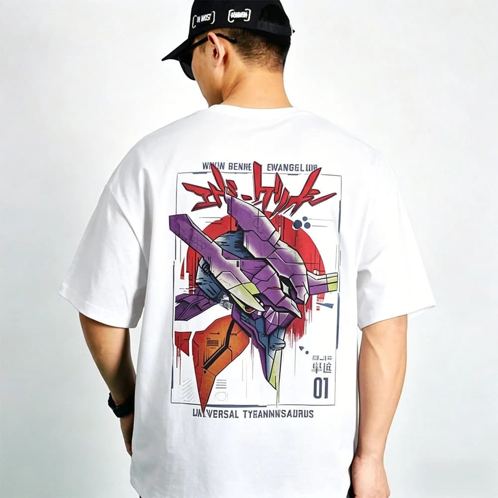 2026 Summer New Arrival: Evangelion Pattern Street Style Print Short-Sleeve T-Shirt, Y2K Style, Suitable for Both Men and Women