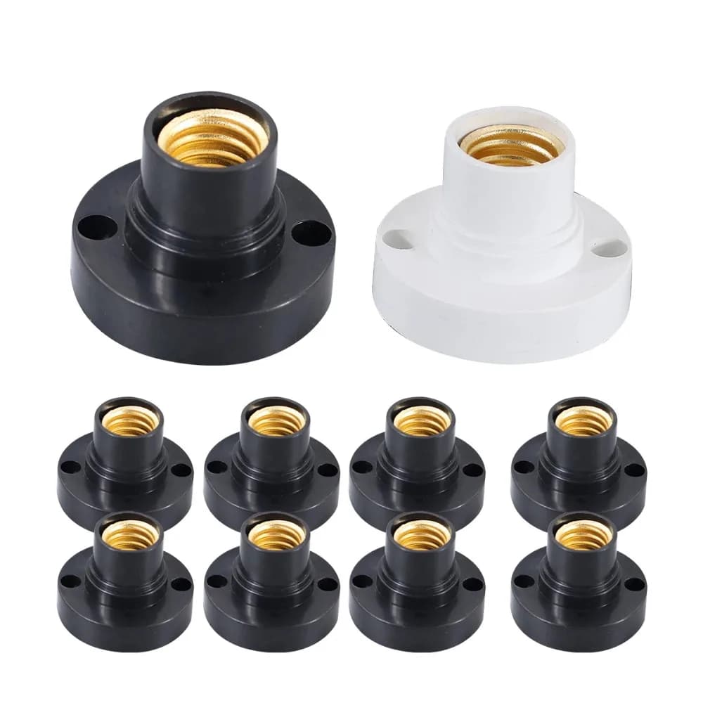 10 PZ 220 V E27 Screw Lamp Lamp Round Lamp Adapter Base Carpet Adapter White Bulb Small Screw Fixing Base